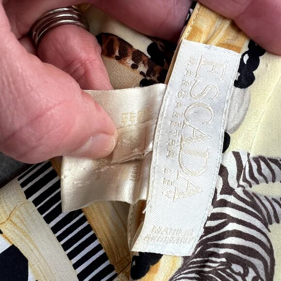 ESCADA VTG Vintage Margaretha Ley Silk Safari Animal Button Blouse 6-8 Medium - Picture 6 of 8